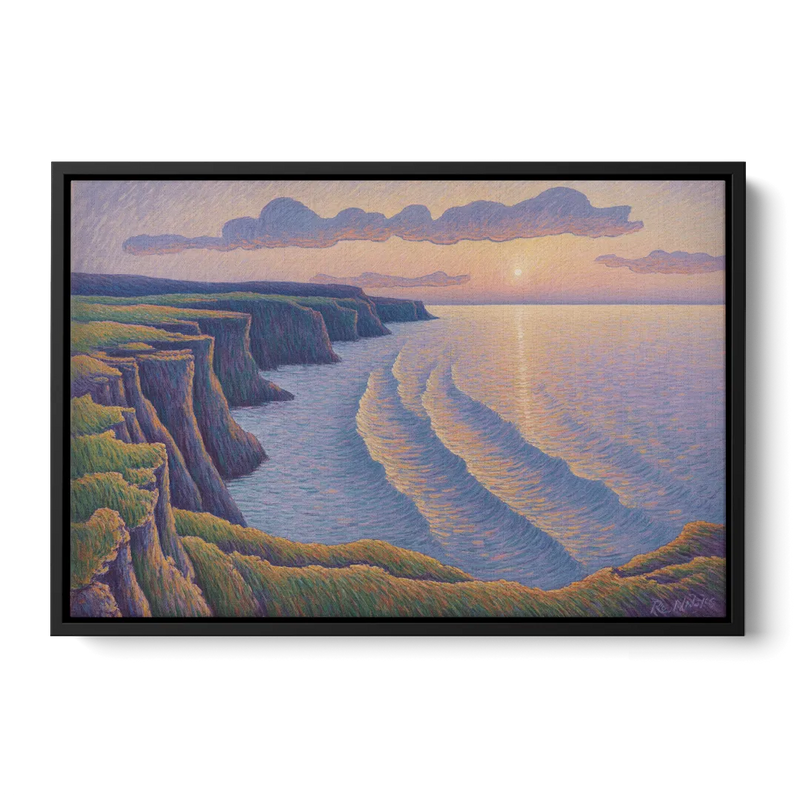 Coastal Cliffs of Newfoundland - Black Frame Canvas