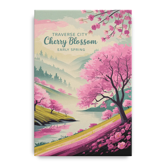 Traverse City Cherry Blossom Landscape - Canvas Wall Art