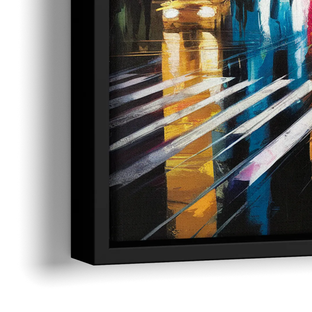 New York City Times Square Lights - Close-Up Black Frame Canvas