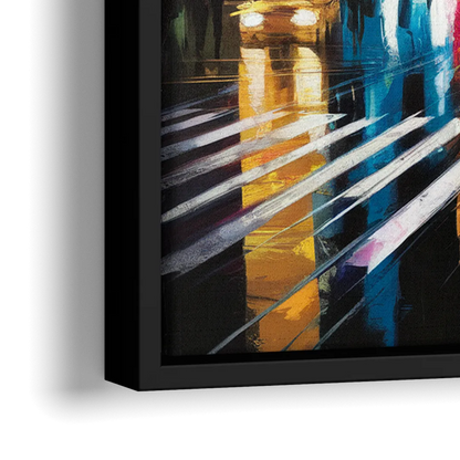 New York City Times Square Lights - Close-Up Black Frame Canvas