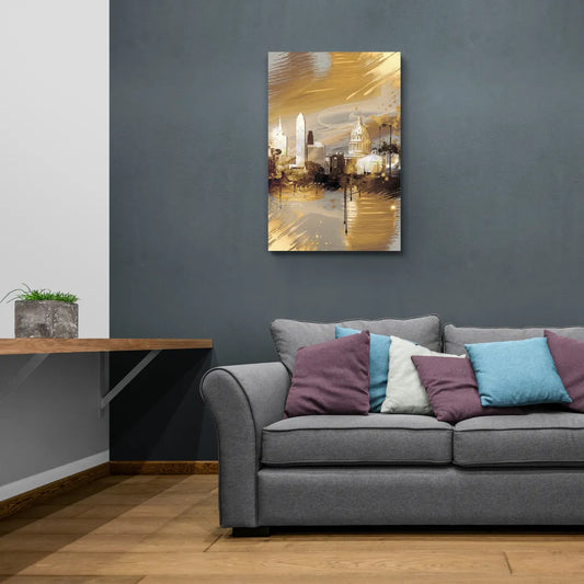 Lincoln Downtown Streetscape - Canvas Wall Art Living Room
