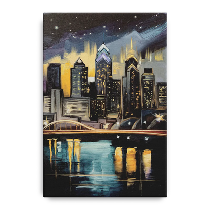 Philadelphia Skyline at Night - Canvas Wall Art