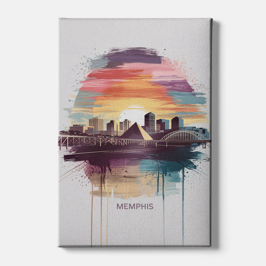 Memphis Skyline at Sunset - Canvas Wall Art