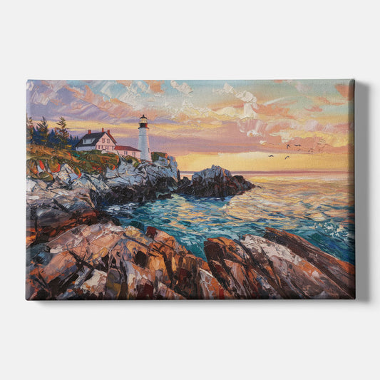 Bar Harbor Lighthouse Landscape - Canvas Wall Art