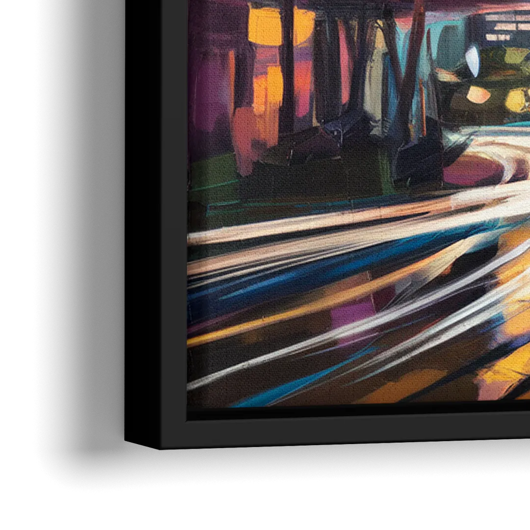 Anaheim Downtown Glow - Close-Up Black Frame Canvas