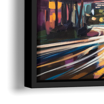 Anaheim Downtown Glow - Close-Up Black Frame Canvas
