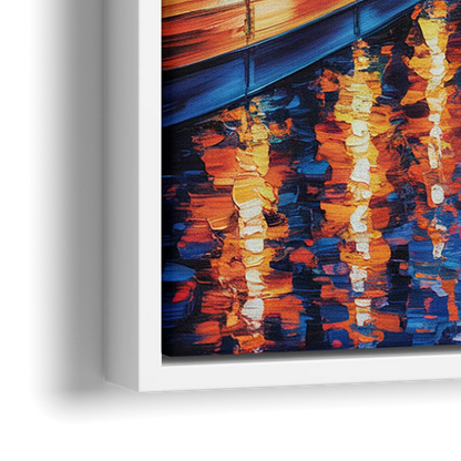 Montreal Skyline at Night - Close-Up White Frame Canvas