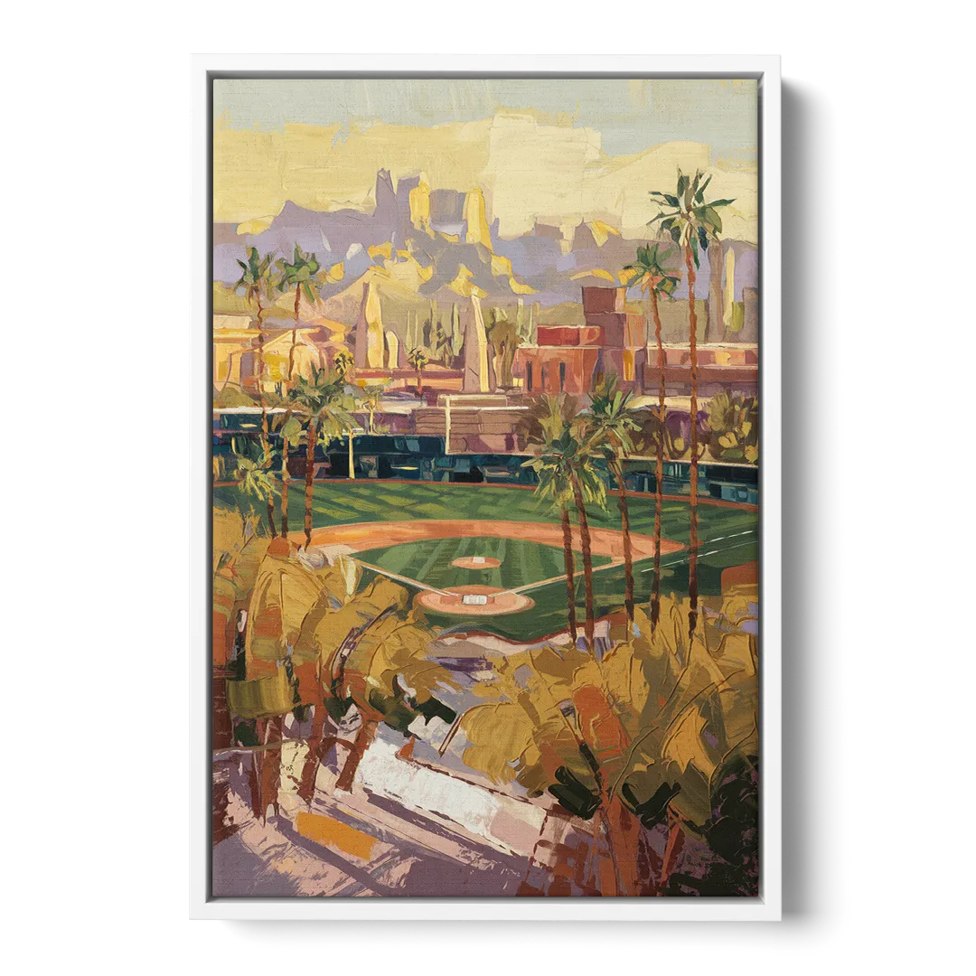 Scottsdale Spring Training Scene - White Frame Canvas