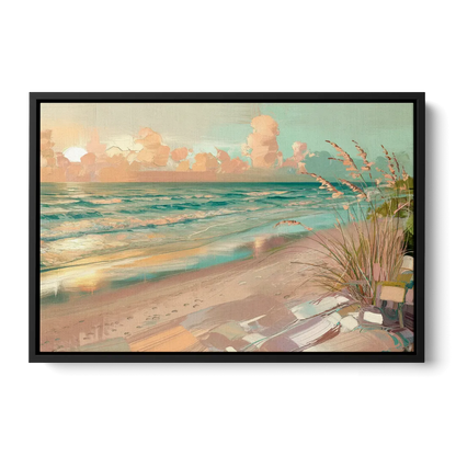 Hilton Head Island Oceanfront Sunrise - Black Frame Canvas