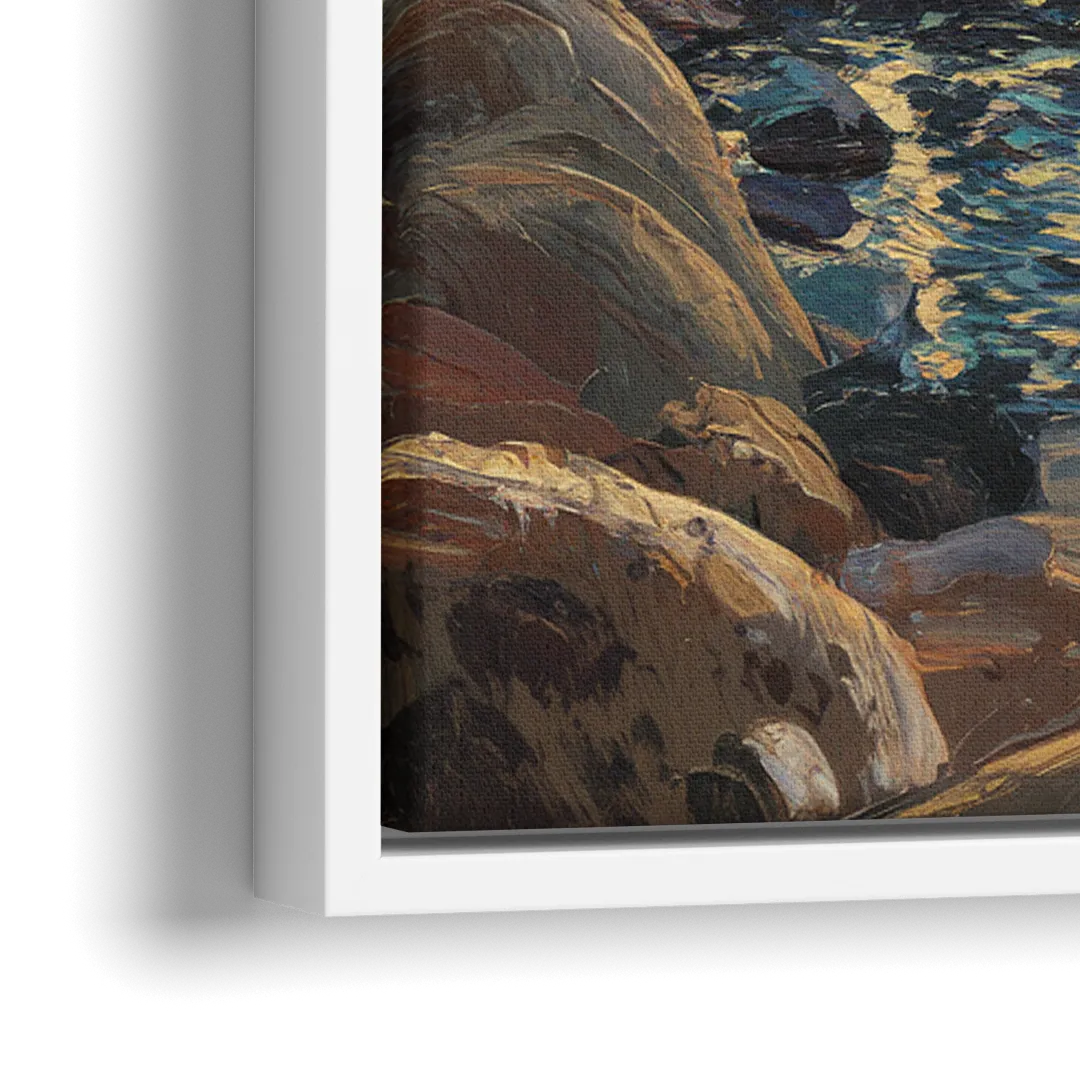 Lake Tahoe Sunset Reflections Serenity - Close-Up White Frame Canvas