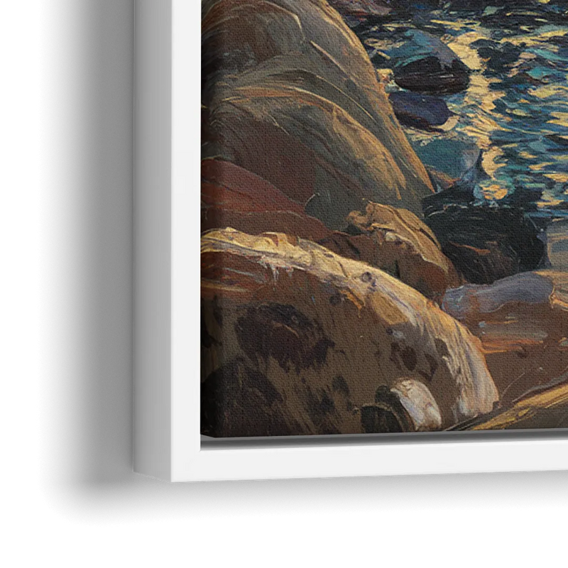 Lake Tahoe Sunset Reflections Serenity - Close-Up White Frame Canvas