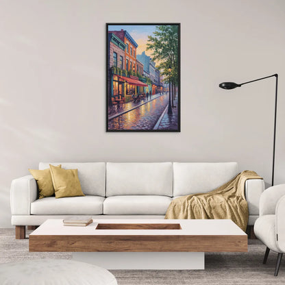 Old Montreal Streets - Living Room Black Frame Canvas