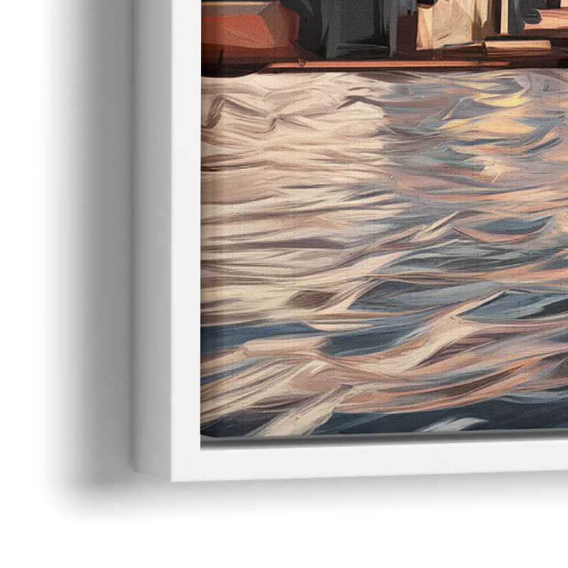 Detroit Cityscape Photography - Close-Up White Frame Canvas