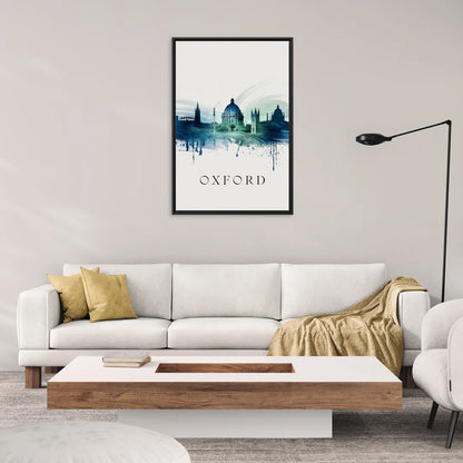 Oxford Skyline Panorama - Living Room Black Frame Canvas