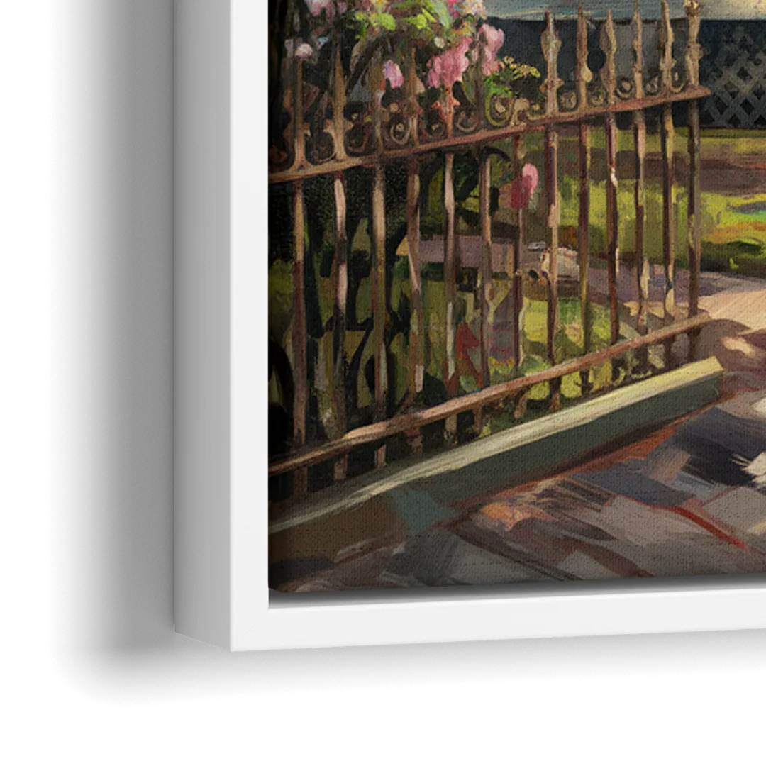 New Orleans Garden District Homes - Close-Up White Frame Canvas