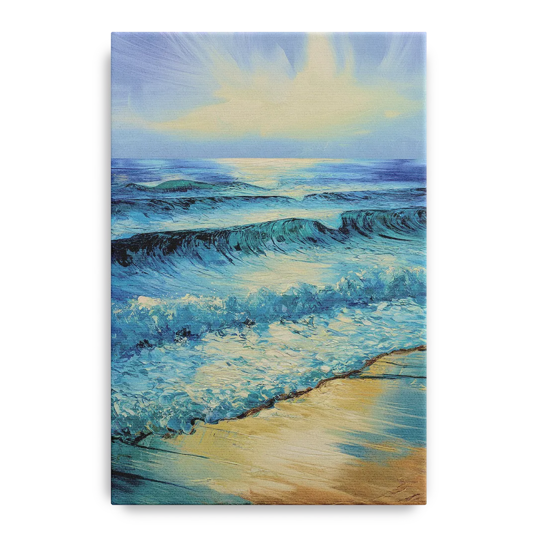 Honolulu Ocean Waves Scene - Canvas Wall Art