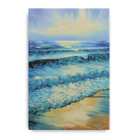 Honolulu Ocean Waves Scene - Canvas Wall Art
