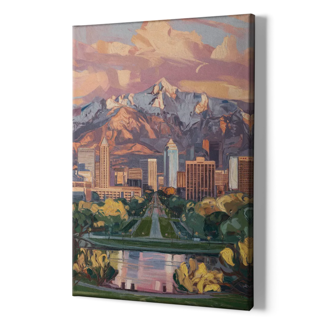 Salt Lake City Urban Landscape - Canvas Print Art Sides