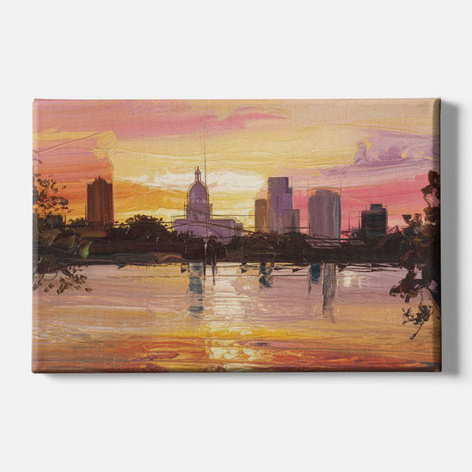 Baton Rouge Skyline Sunset - Canvas Wall Art