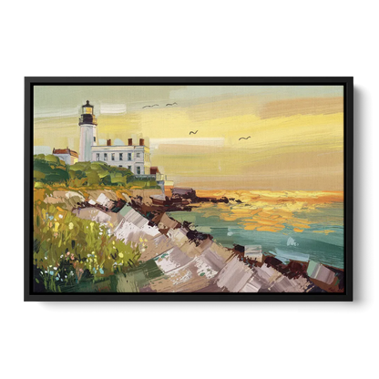 Galveston Lighthouse View - Black Frame Canvas