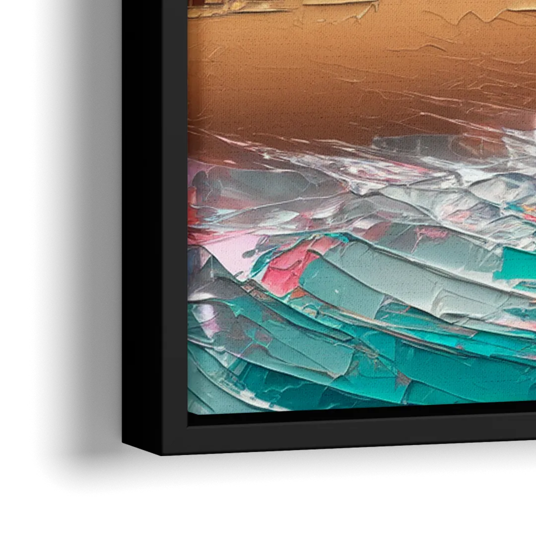 Miami South Beach Charm - Close-Up Black Frame Canvas