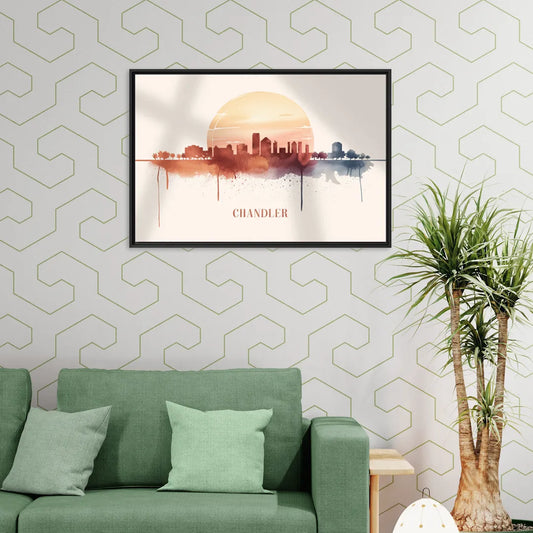 Chandler Skyline View - Living Room Black Frame Canvas