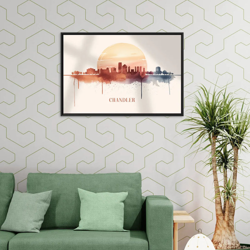 Chandler Skyline View - Living Room Black Frame Canvas