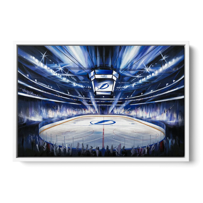 Tampa Bay Lightning Arena Lights - White Frame Canvas