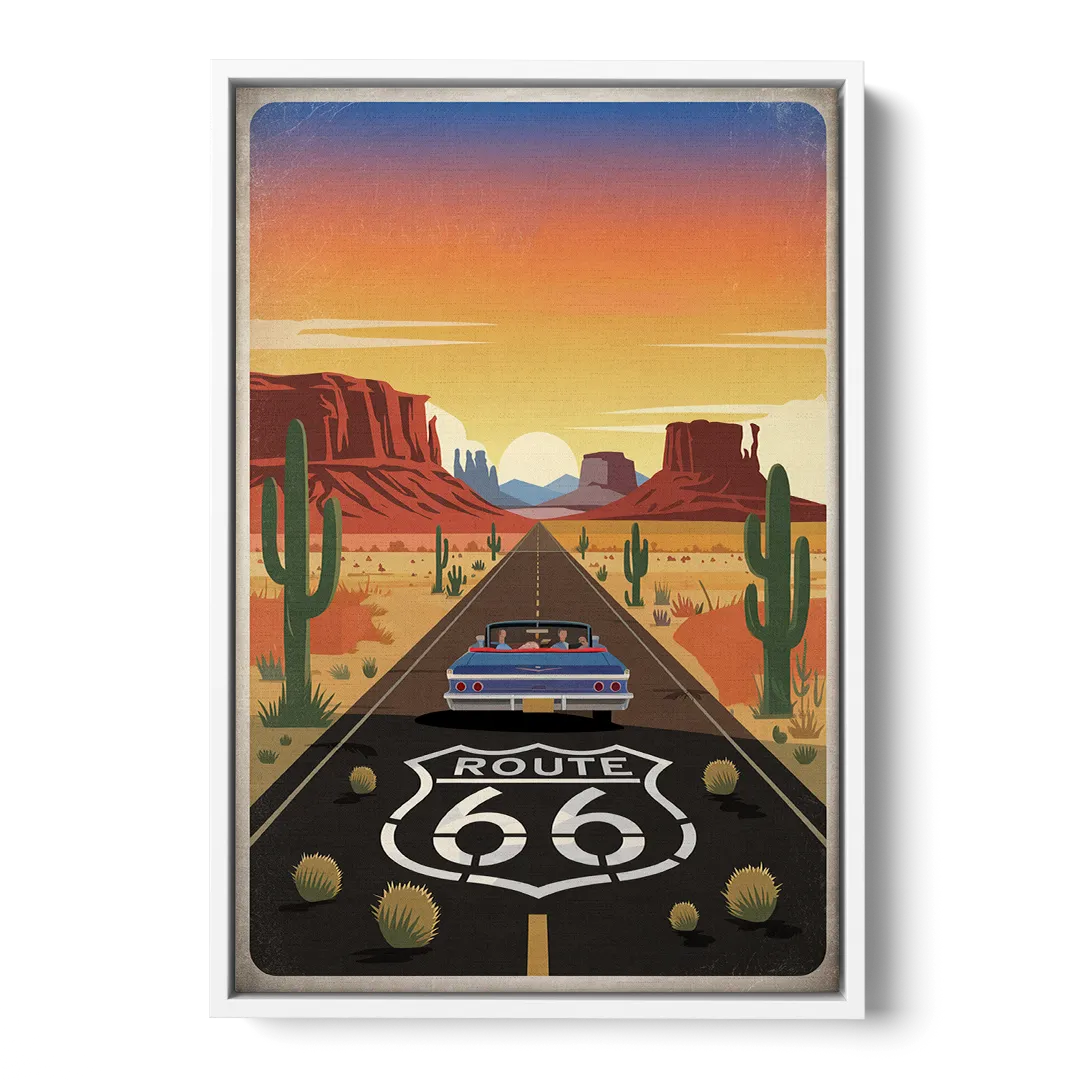 Springfield Route 66 - White Frame Canvas