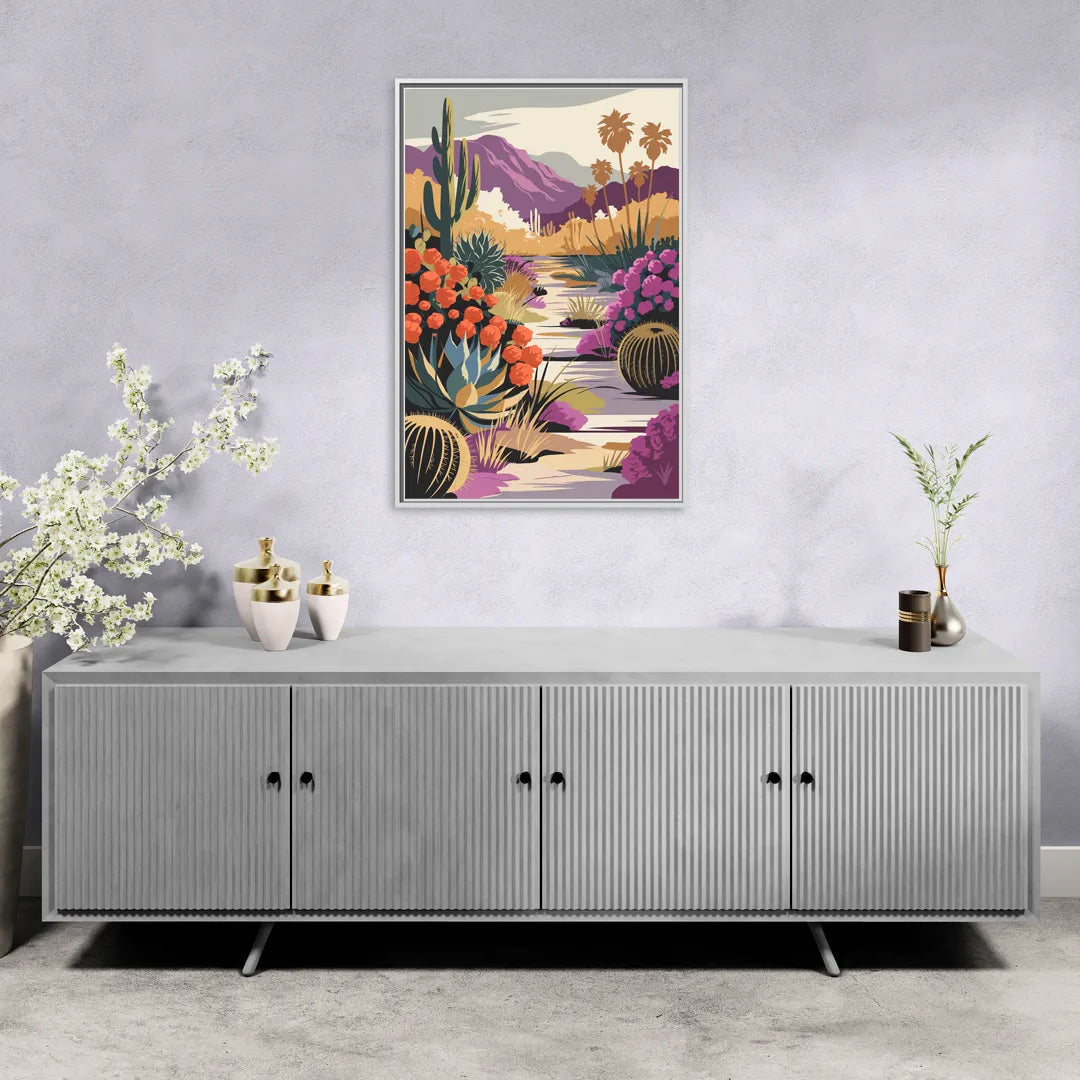 Palm Springs Desert Bloom - Living Room White Frame Canvas
