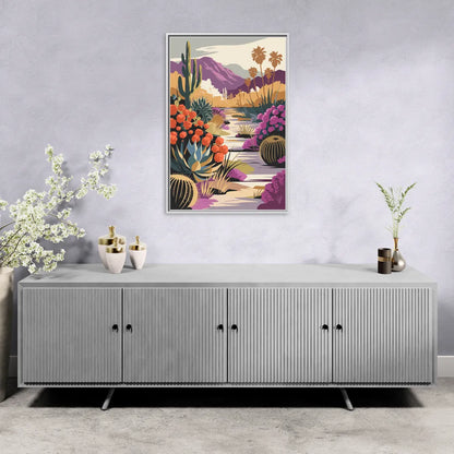 Palm Springs Desert Bloom - Living Room White Frame Canvas