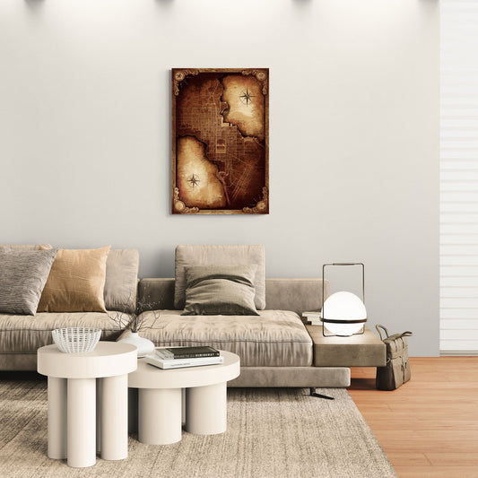 Washington DC Map Vintage - Canvas Wall Art Living Room