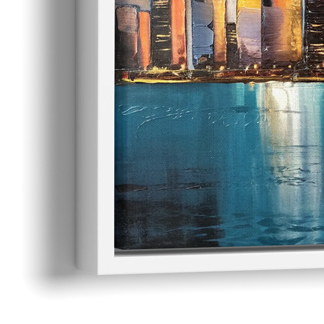Chicago Skyline With Willis Tower - Close-Up White Frame Canvas