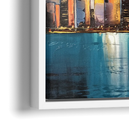 Chicago Skyline With Willis Tower - Close-Up White Frame Canvas