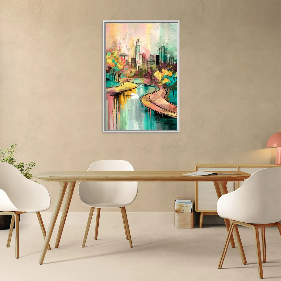 San Antonio Urban Street Art - Living Room White Frame Canvas