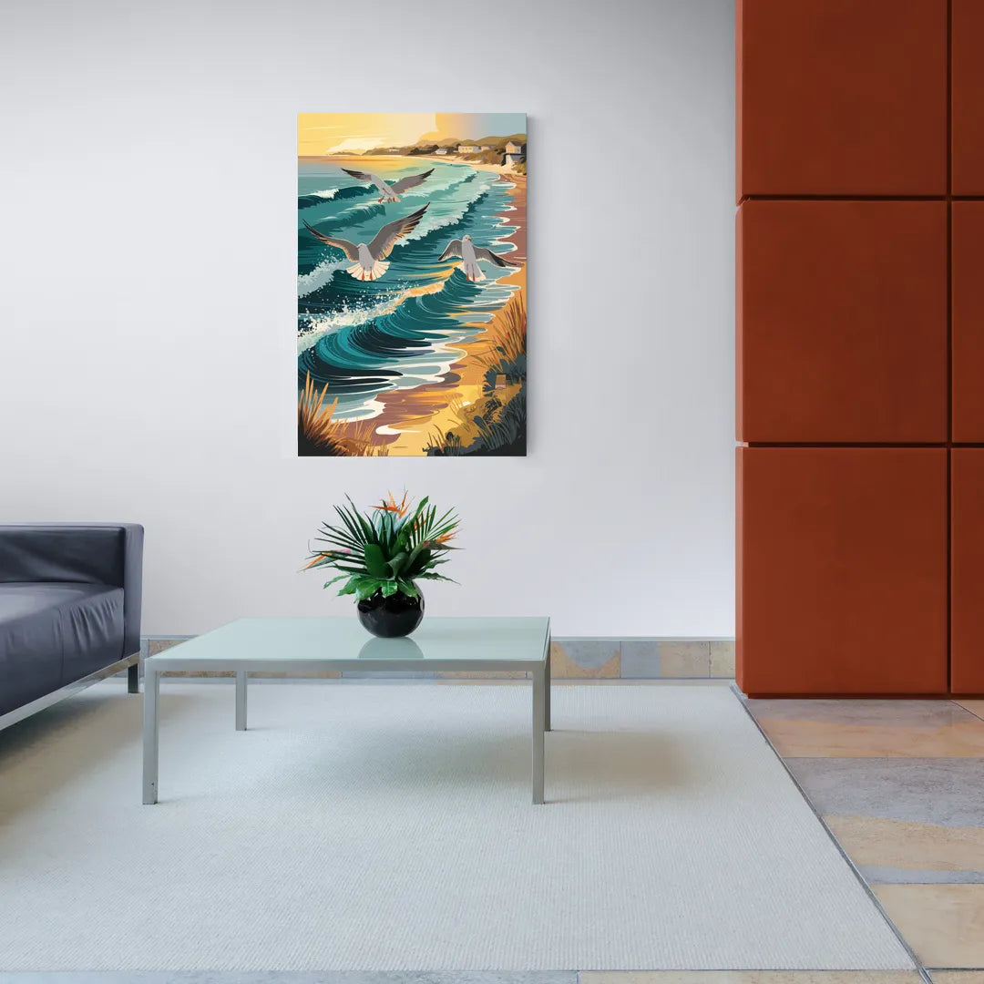 Cape May Seagulls in Flight - Canvas Wall Art Living Room