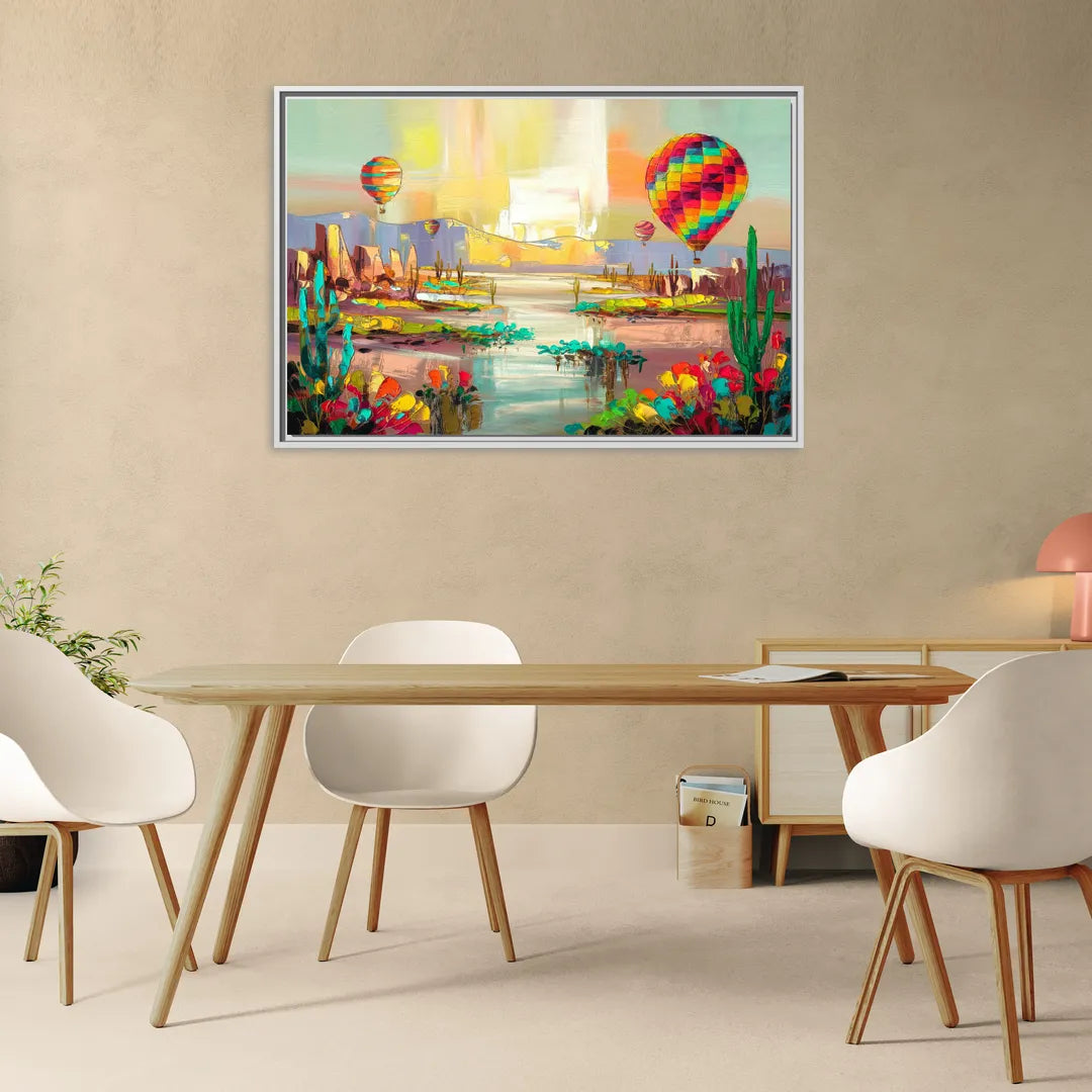 Albuquerque Hot Air Balloons - Living Room White Frame Canvas