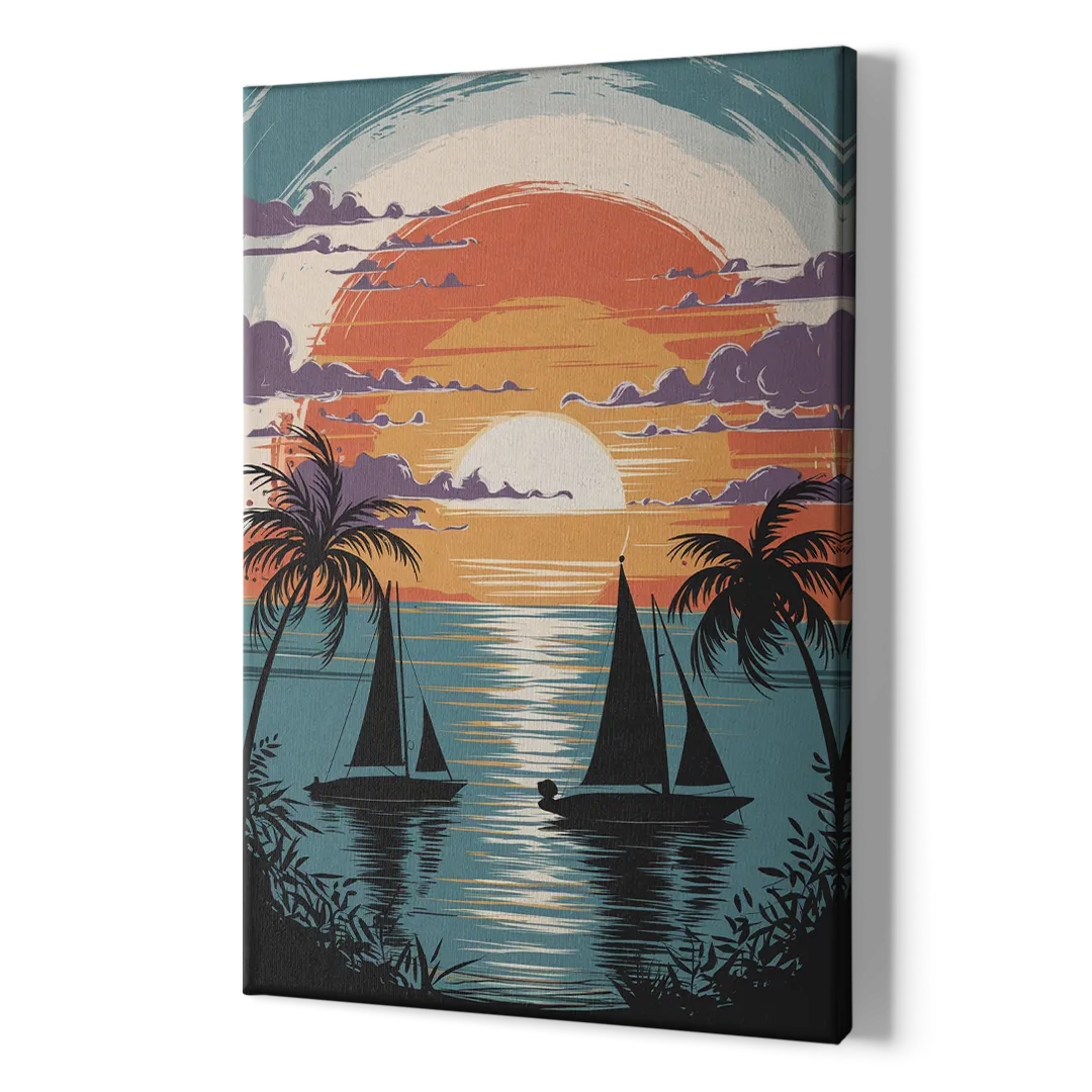 Key West Sunset Over Water - Canvas Print Art Sides