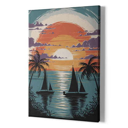 Key West Sunset Over Water - Canvas Print Art Sides