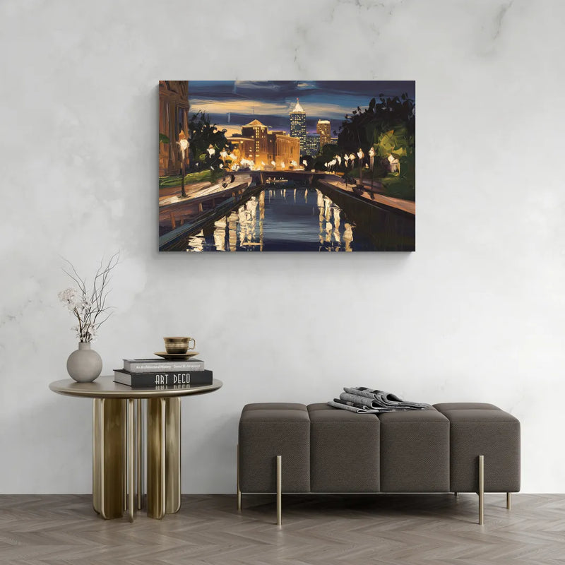 Indianapolis Canal Walk View - Canvas Wall Art Living Room