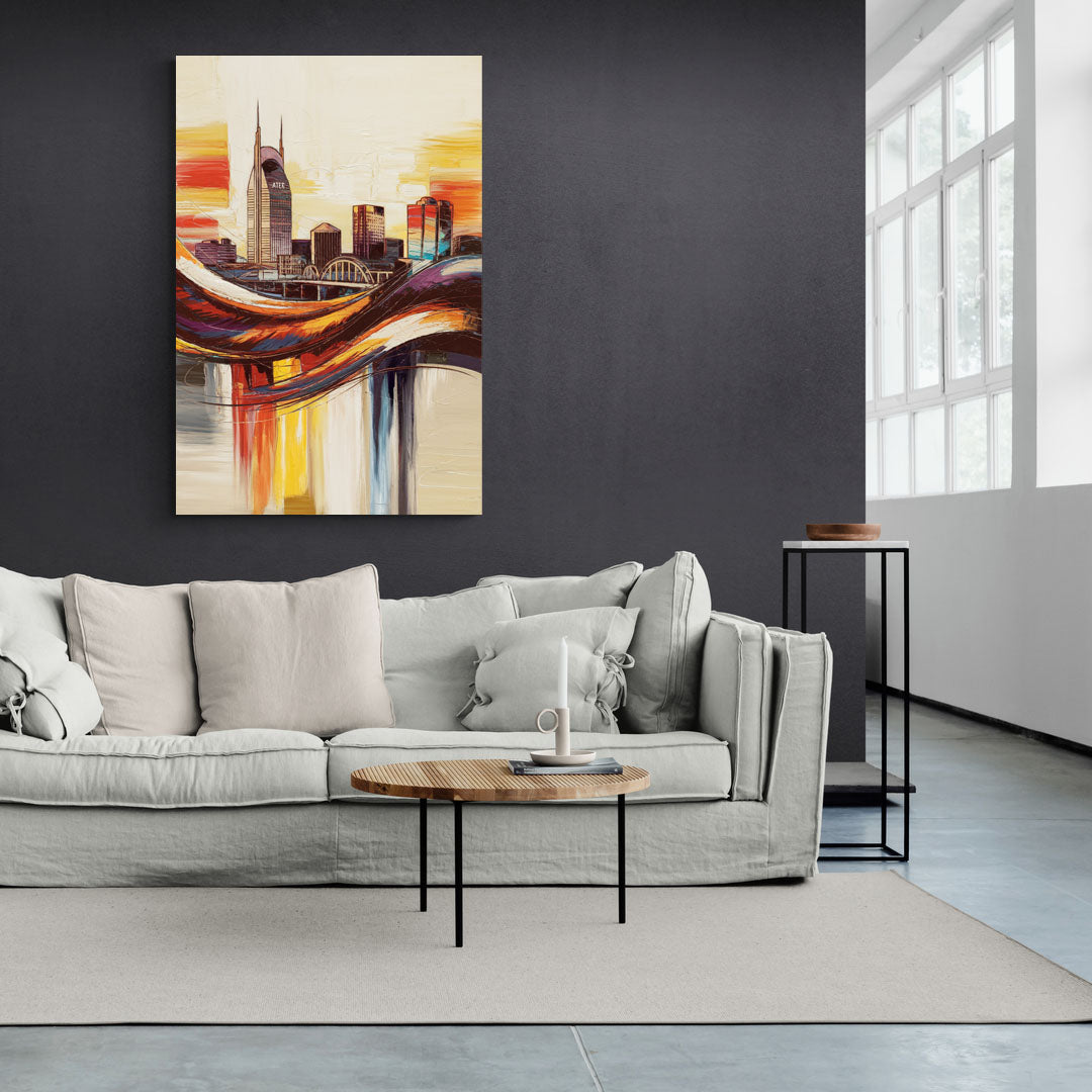 Nashville Skyline at Sunset - Canvas Wall Art Living Room