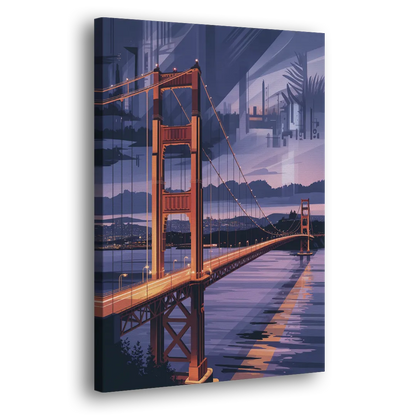 Lions Gate Bridge Twilight - Canvas Print Art Sides