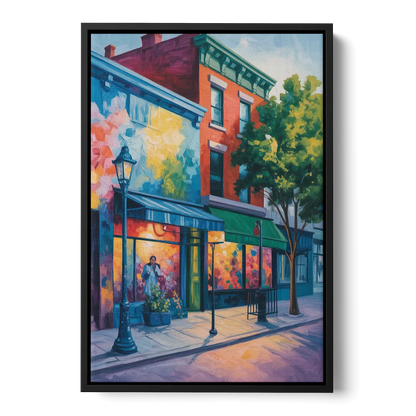 Plateau Mont Royal Murals - Black Frame Canvas