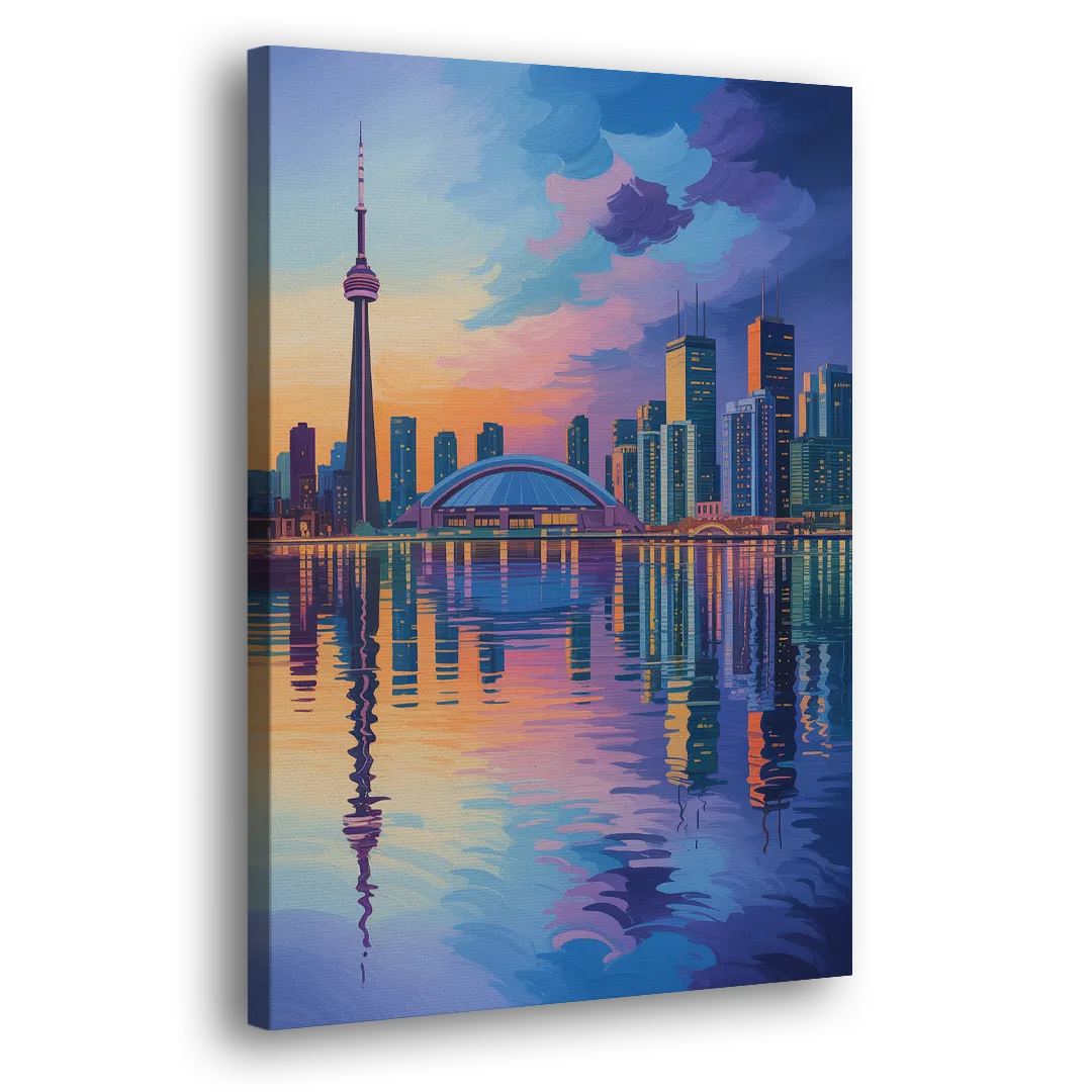 Toronto Skyline Evening Glow - Canvas Print Art Sides
