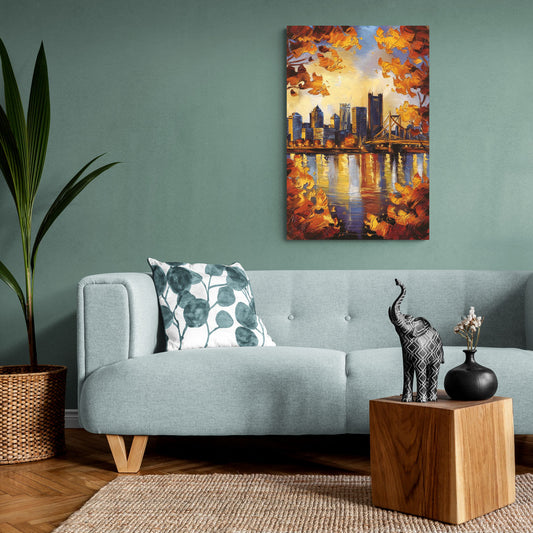 Pittsburgh Skyline in Autumn - Canvas Wall Art Living Room