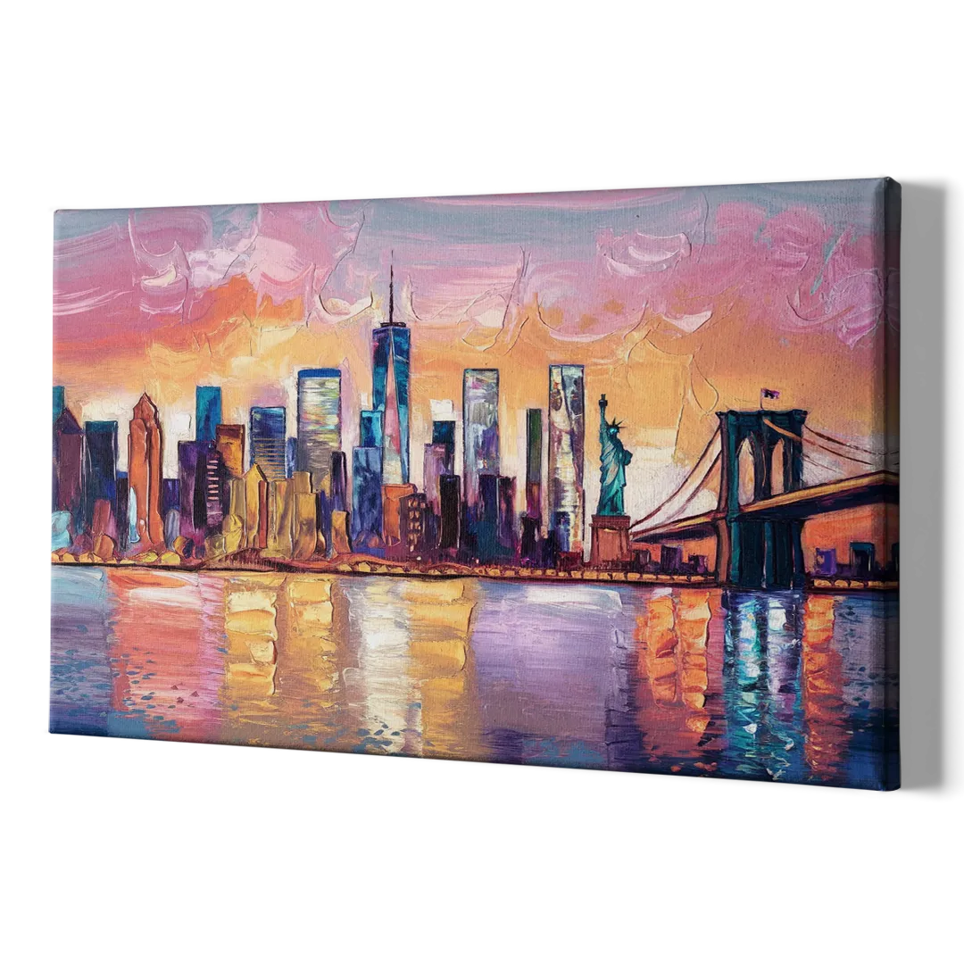 New York City Artistic Watercolor View - Canvas Print Art Sides