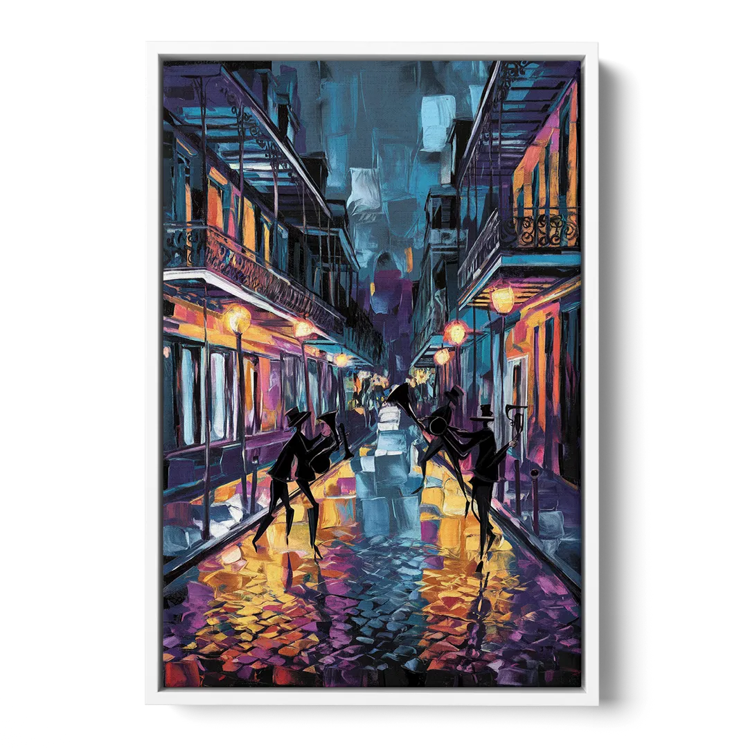 New Orleans Bourbon Street Vibes - White Frame Canvas