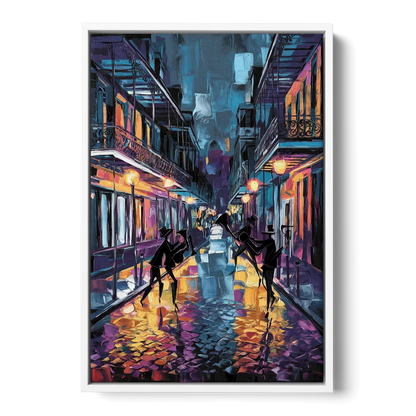 New Orleans Bourbon Street Vibes - White Frame Canvas