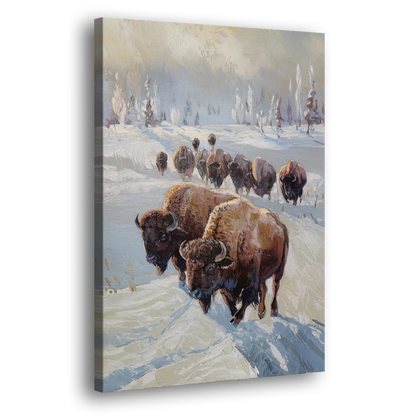 Buffalo Winter Wonderland - Canvas Print Art Sides