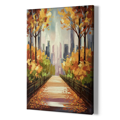 New York City Central Park in Fall Sunny - Canvas Print Art Sides